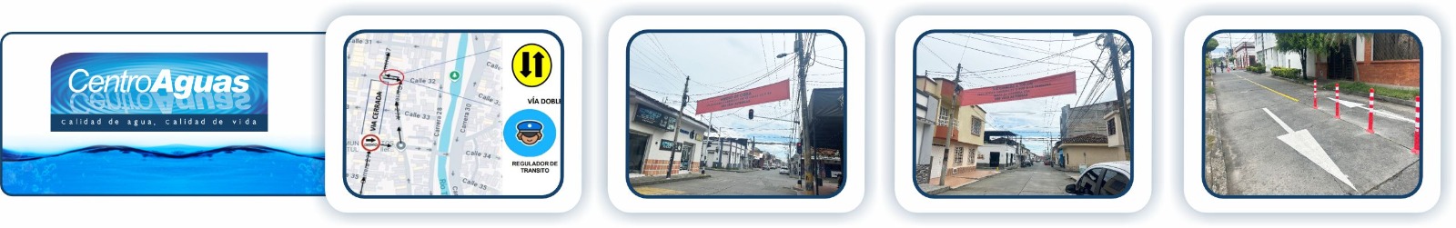 CENTROAGUAS realizará obra de alcantarillado en el barrio Salesianos diseño con 4 imágenes de la calle donde se realizará la obra