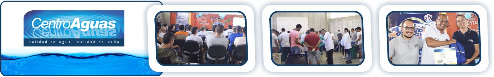 Diseño con tres fotos de la actividad en la cárcel 